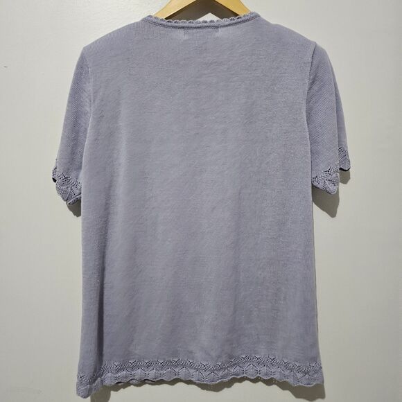 Alfred Dunner - Sweater Cardigan Button Embroidered Floral - Size S - Purple - Picture 3 of 9